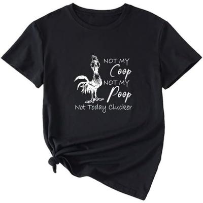 Plus Size Tops for Women Not My Coop Not My Poop T-Shirts Funny Graphic Printed Tee Tops Chicken T Shirts