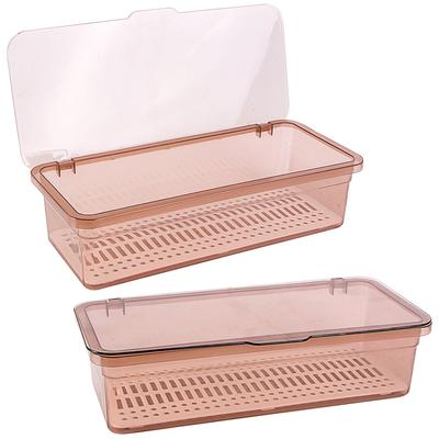 2Pcs Chopstick Storage Box PP Material Large Capacity Kitchen Utensil Container with Drainage Holes Stackable Space Saving