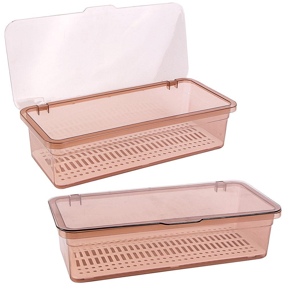 2Pcs Chopstick Storage Box PP Material Large Capacity Kitchen Utensil Container with Drainage Holes Stackable Space Saving