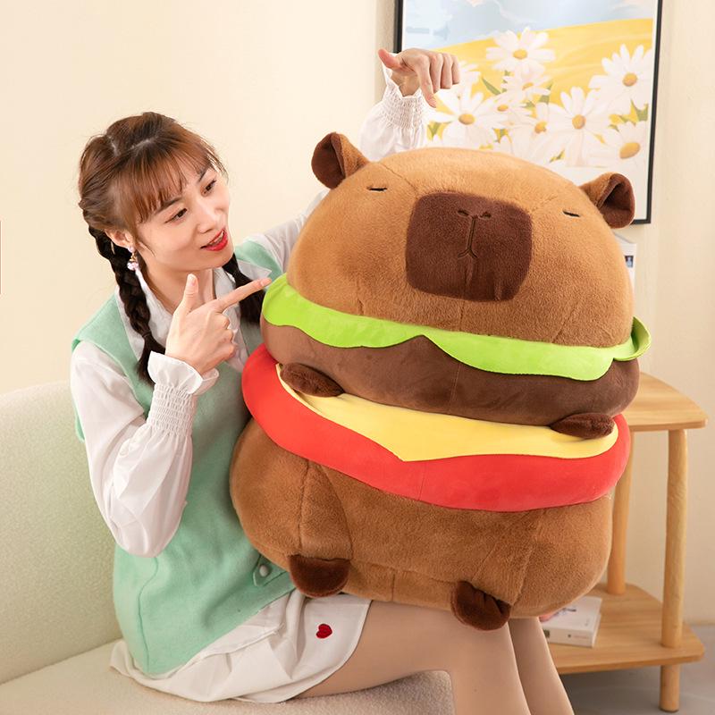 Capybara Hamburger Plush Doll Pillow - Cute Cross-border Toy for Girls