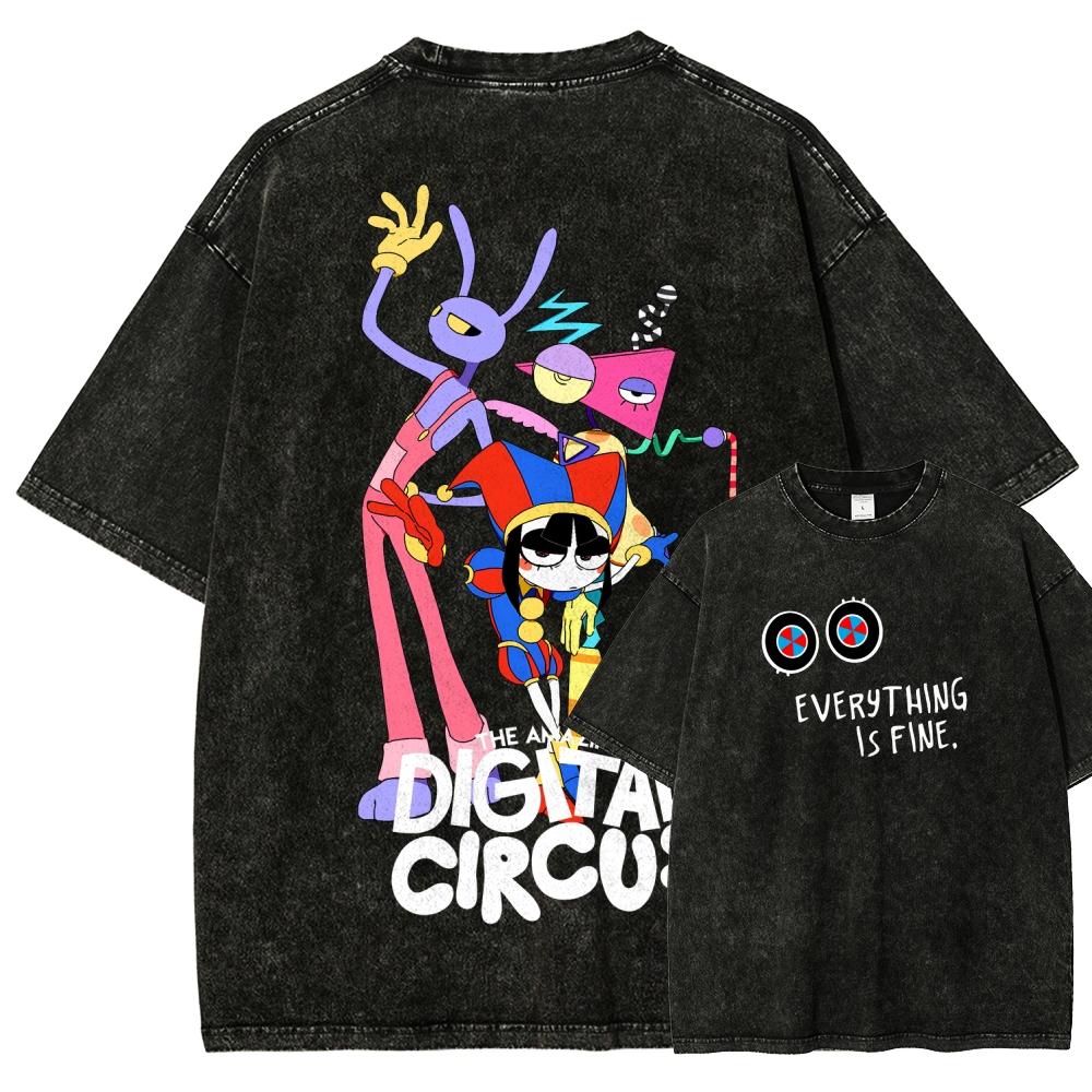 Trendsetter Loose Clothes The Amazing Digital Circus Anime Liefhebber Gewassen T-shirt Kleding voor het hele jaar hoge kwaliteit persoonlijkheid Kleding Grote Maten Unisex Nieuw Model Koppel tee L