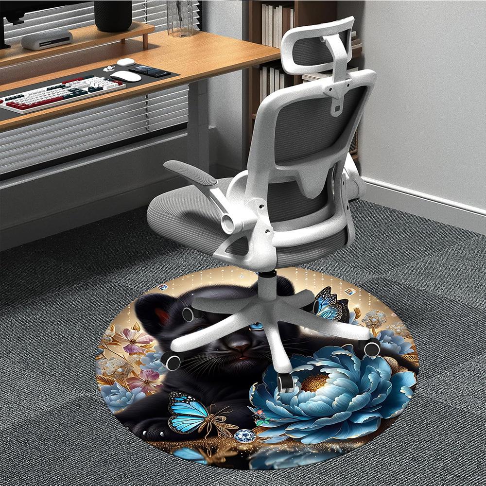 

1pc Black Panther Cub Chair Carpet for Office Non-Slip, Machine Washable Rug for Office, Room - Holiday Decor, Machine Made yy251016188 80cm by 80cm