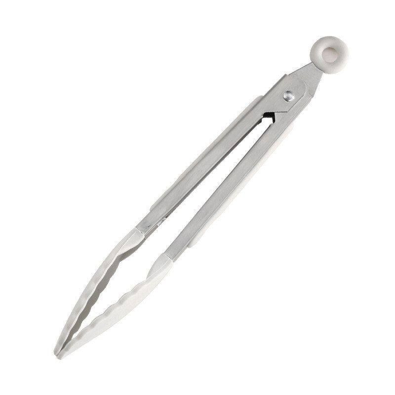 Silicone Kitchen Tongs, Anti-Scald Food Tongs, Stainless Steel Tongs, Food Tongs, Vegetable Tongs, Special Tongs for Grilling and Frying Steaks Plum Blossom Food Clip [7inch] Off-White