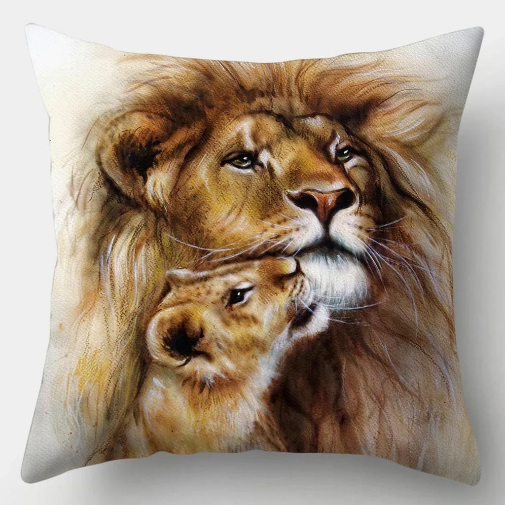 45x45cm Kissenbezug Heimdeko Kissenbezüge Sofa Schlafzimmer Wildtier Kissenbezug Kissen Löwe Pferd Tiger Kissenbezug