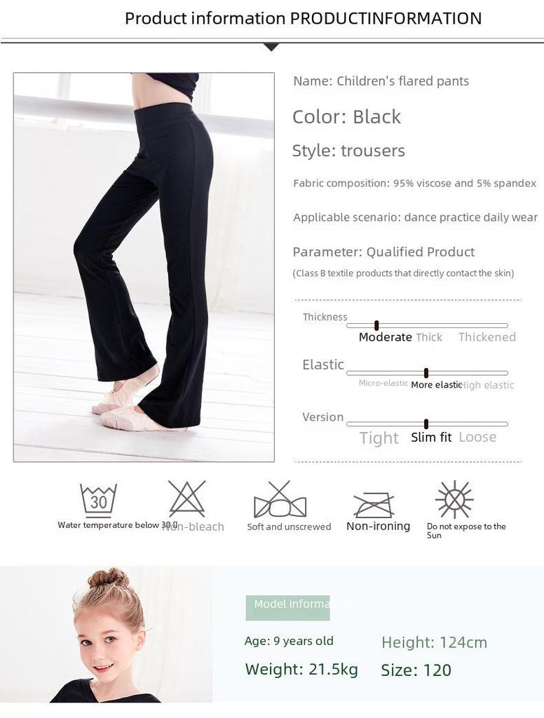Girls' Slim Fit Bell Bottom Dance Pants for Jazz and Latin Dance