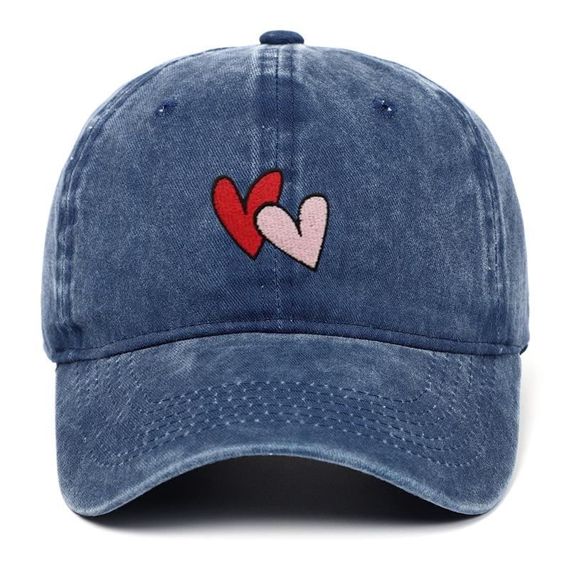 Versatile Vintage Peach Heart Embroidery Baseball Cap - Korean Style, Thin, Soft Brim, Spring/Summer, Unisex