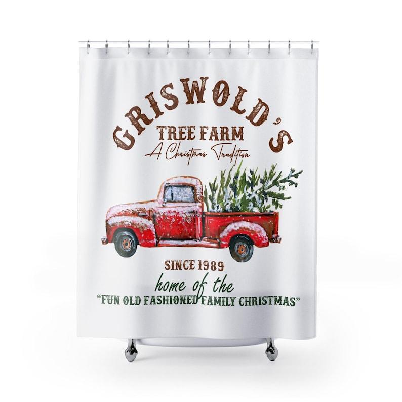 

Рождественская шторка для душа Griswold S Tree Farm, Праздничный декор для ванной комнаты с праздничной тематикой, Подарок на новоселье, Празднование W60H190(CM)-1 Pcs