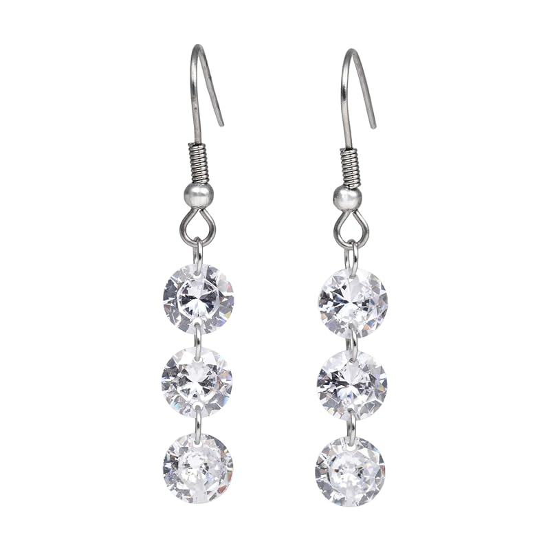 

[Produced by Yumi Katsura] CZ highest grade zirconia earrings sway ladies Popularity large grains luxury (7mm triple)