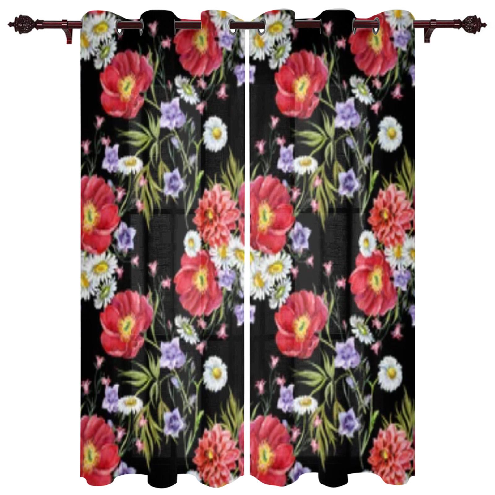 

Цветочная акварельная оконная занавеска для спальни, гостиной, фоновая занавеска, домашний декор, кухонная короткая занавеска 135W x 60H(cm)