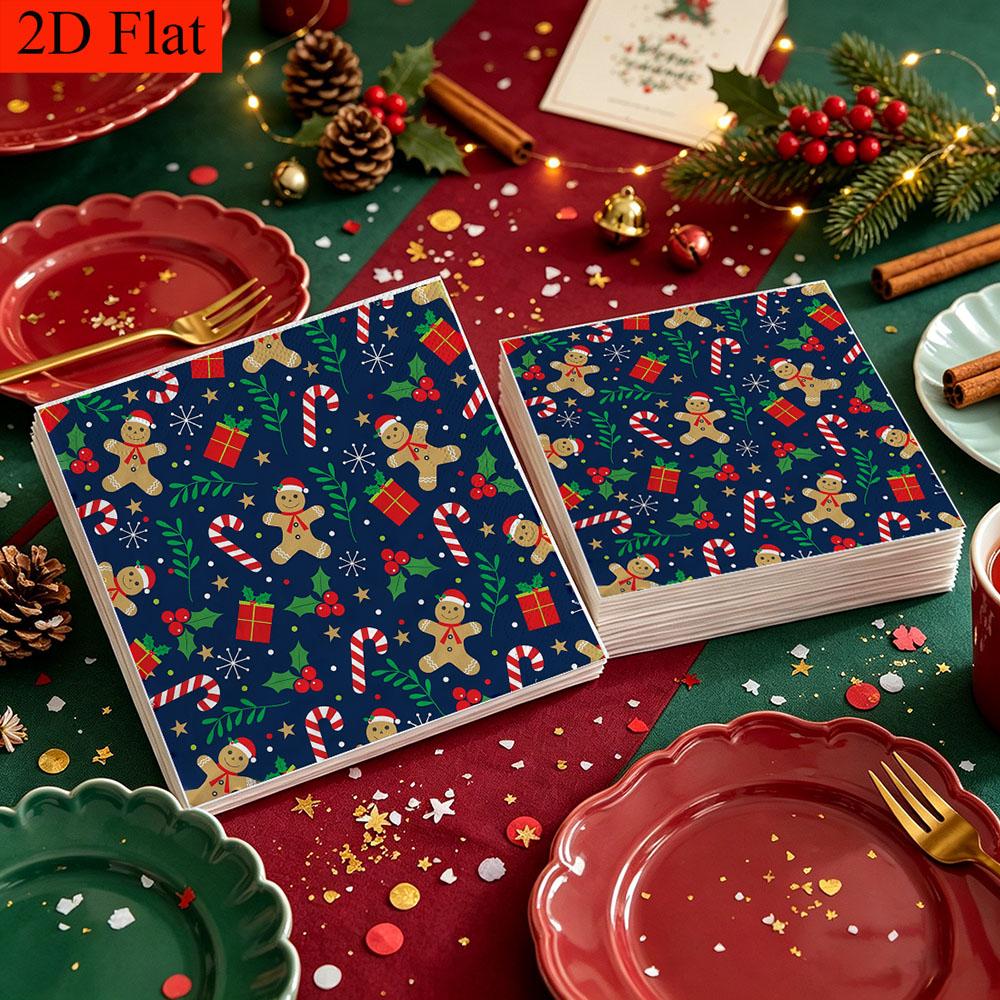 20pcs Disposable Napkins with Candy Element Pattern Print for Wedding,Parties,and Daily Use for Thanksgiving Fall Christmas Table Decoration