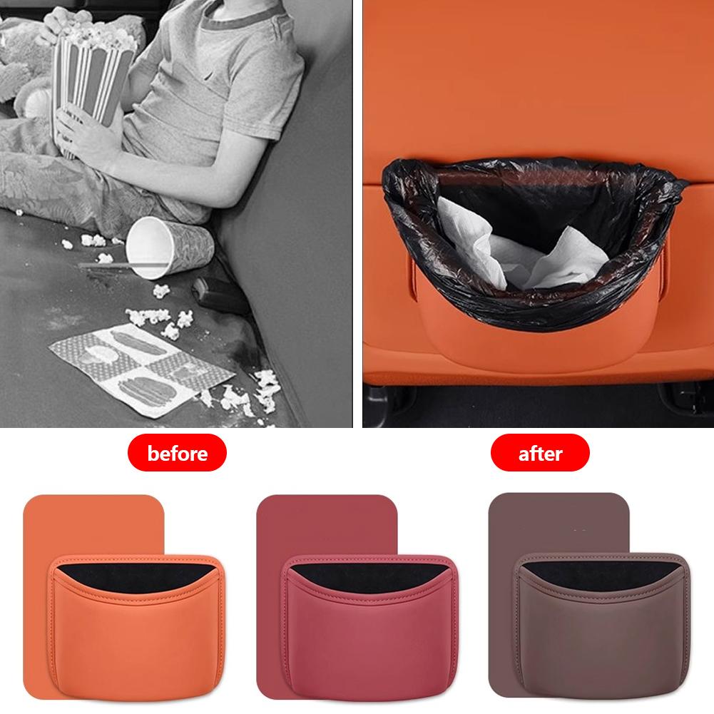 Multi-Purpose Universal Car Seat Back Trash Can with Cup Holder Storage Box & Drink Holder for Door Seat Interior Organizer
