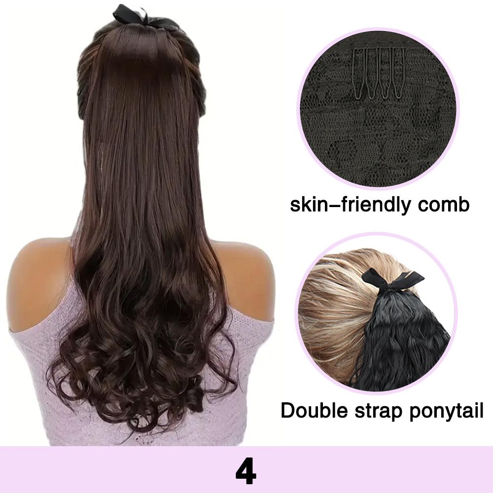 MISS WIG Synthetic Elegant Women's Long Curly Clip In Ponytail Extension High-Temperature Hair With Easy To Wear Strap
