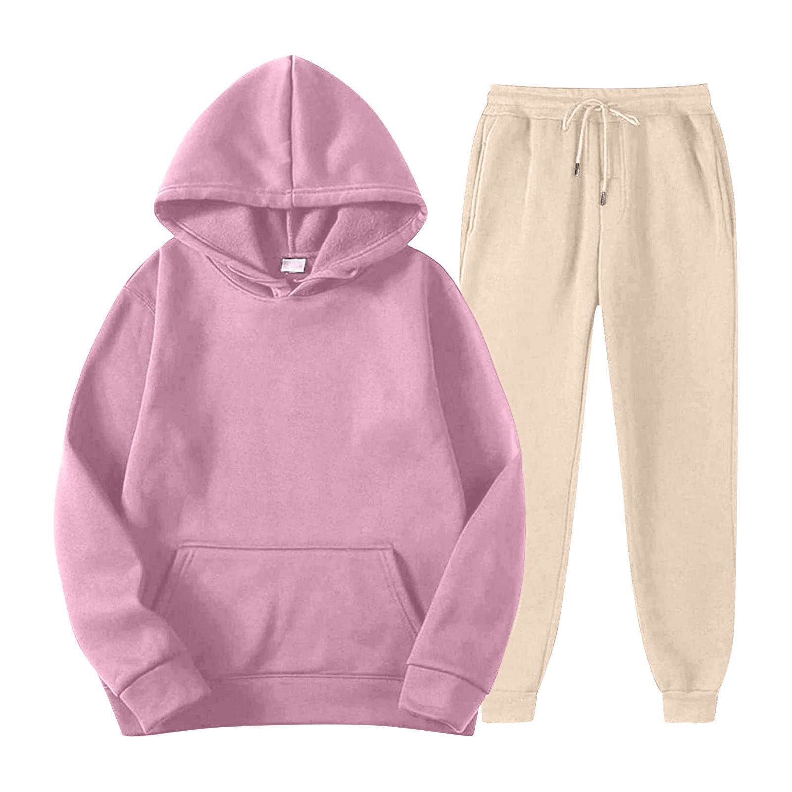 

Мужской спортивный костюм с капюшоном, унисекс, двухсекционная одежда для бега, пуловер с длинными рукавами, толстовки с капюшоном + комплект спортивных штанов XXXL розовый
