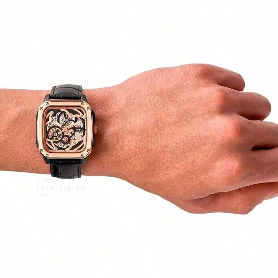 Ceas de mână pentru bărbați cu inscripție Automatic, cadran schelet negru, Nr. articol