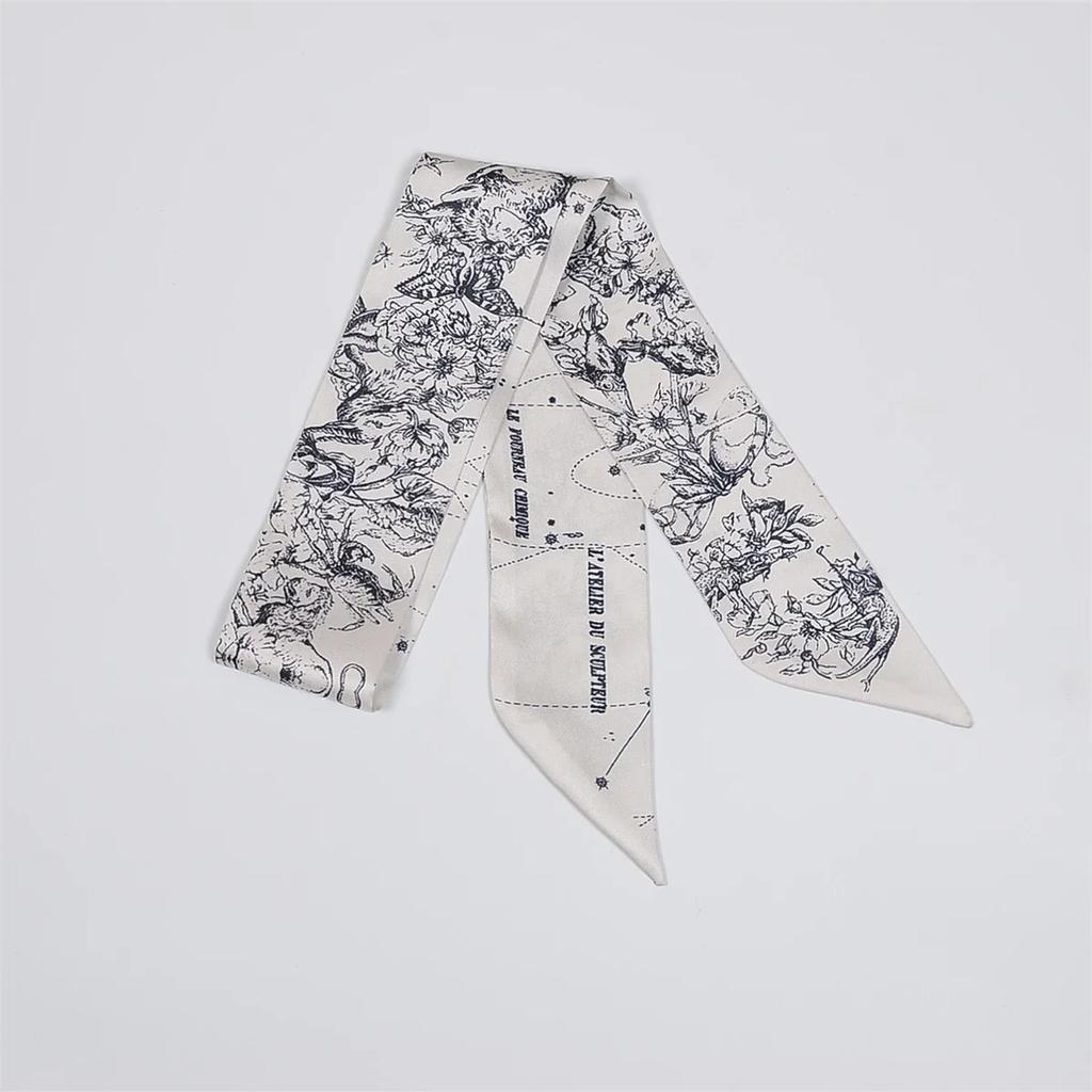 Summer scarf hairband for women with versatile kidnapping long streamers elegant fashionable narrow strips tied with small scarf