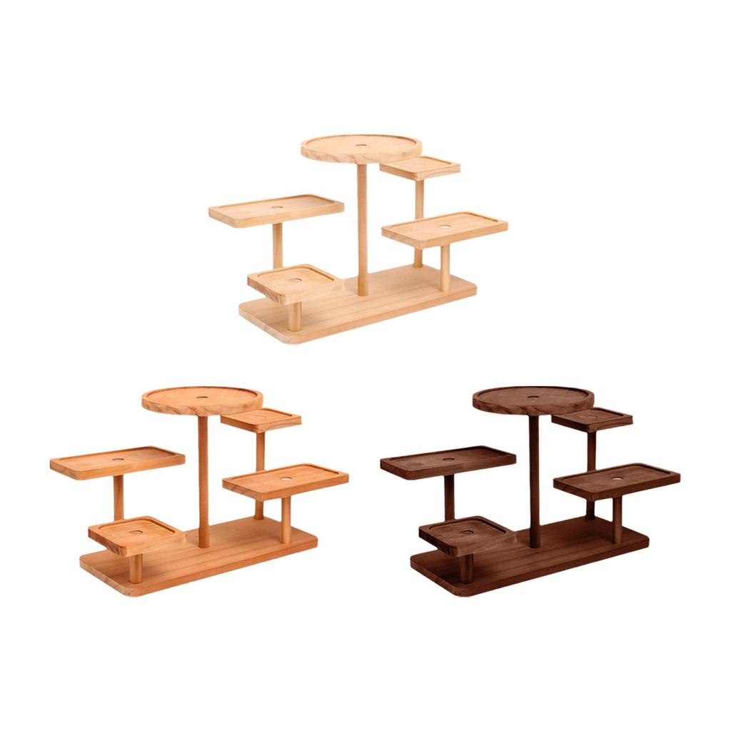 Display Riser Desktop Cabinet Organizer Wood Display Stand Shelf for Dolls