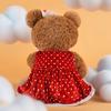 Bear Doll Soft Fluffy Red Dot Dress Lace Embellishments Comfortable Hug Bear Plush Toy Bedroom Pillow Sofa Decor