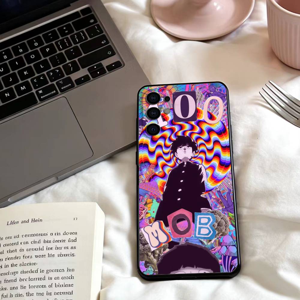 M-Mob Psycho Anime 100  Phone Case For Samsung S25,24,23,22,30,21,10,9,Ultra,Plus,Lite,FE,4,5 G Soft Black Case