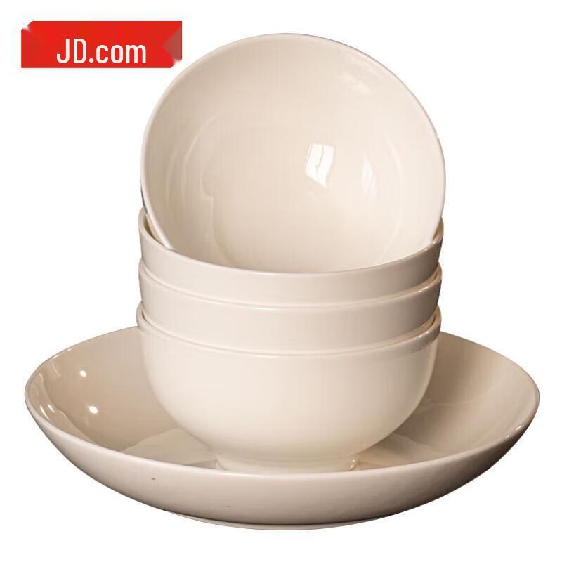 JD Jingzao JZGC-04 Чистый Белый Костяной Фарфор Набор из 4,5-дюймовых Рисовых Мисок