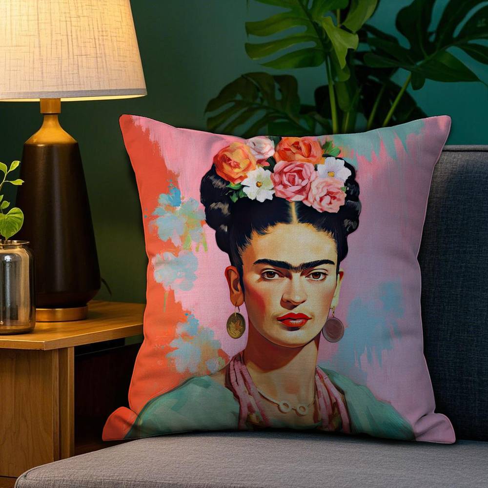 

F-Fridas Painting Art Pillow Case Plush Fabric Soft Double Sided Print Sofa Cushion Cover Throw Pillow Covers 12x12Inch