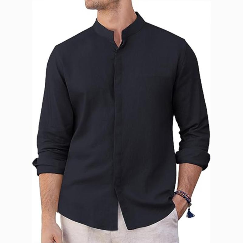 

Весна-осень мужская рубашка больших размеров с длинными рукавами, однотонная, имитация тенселя, повседневная модная рубашка с воротником Henli XXXL тёмно-синий