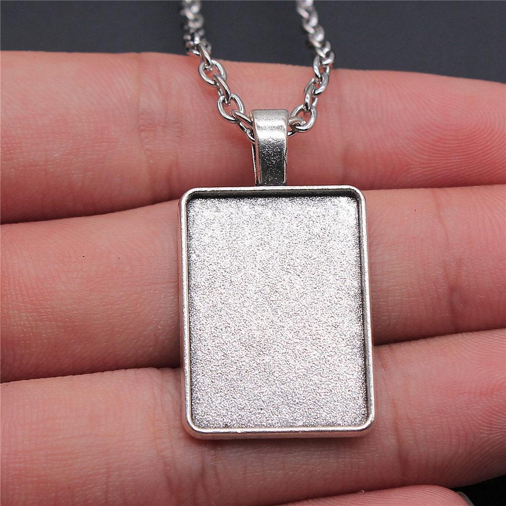 

Circular Rectangular Blank Bases Setting Tray Pendant Antique Bronze Silver Metal Boys Collar Necklace A14-1pcs-18x25mm 70cm chain