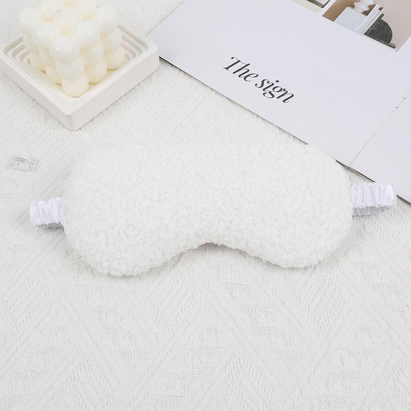 Plush Eye Mask with Elastic Band, Ear-Friendly, Lamb Wool, Solid Color, High-Style Silk Imitation for Napping.