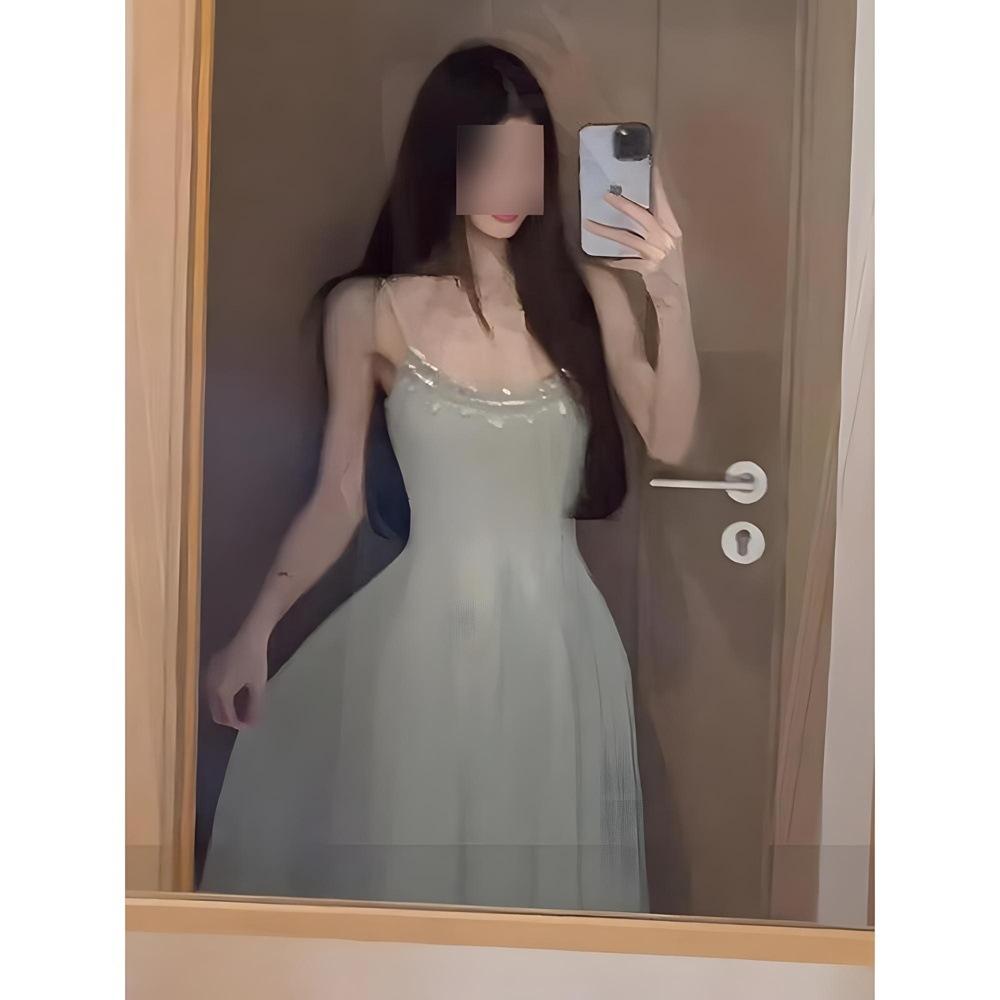 Women's summer waist and thin birthday dress skirt temperament socialite heavy industry diamond suspender dress
