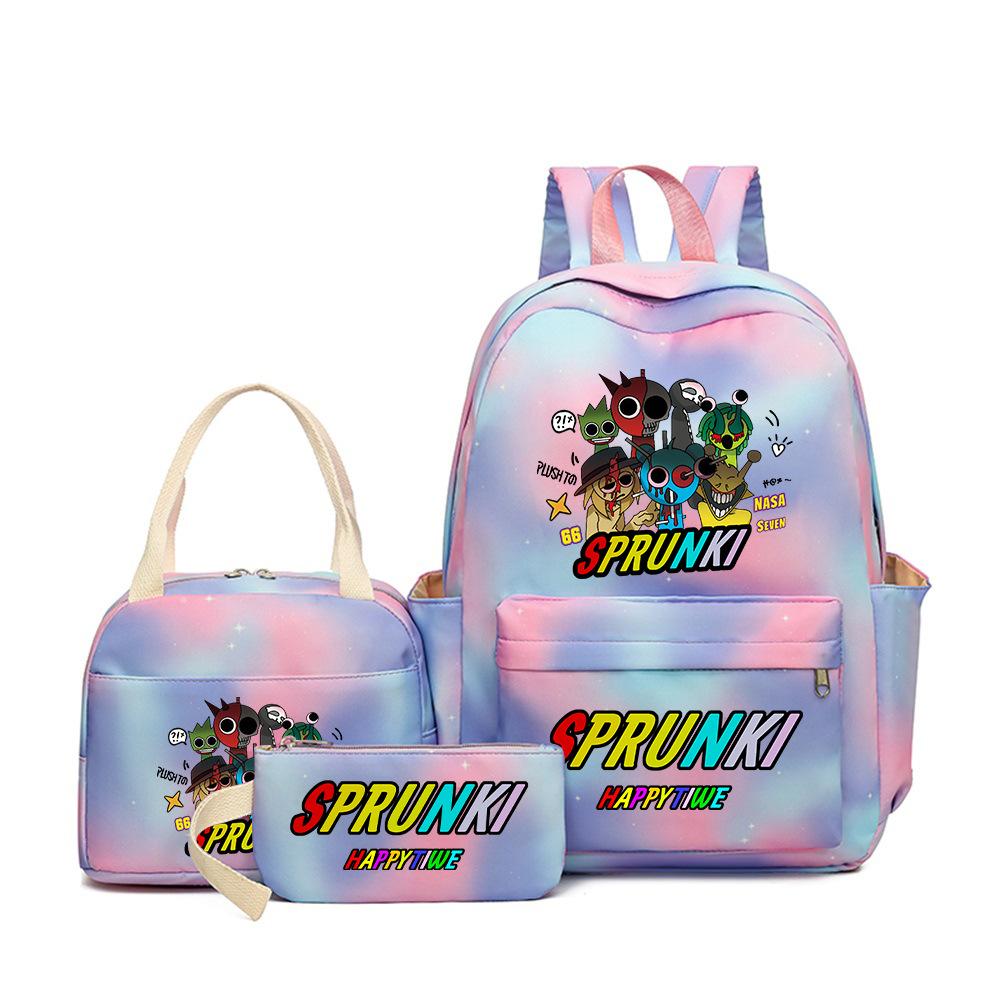 New Rhythm Box Heat Transfer Backpack Sprunki Music Game Primary and Secondary School Children's Schoolbag