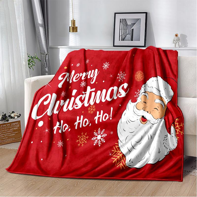 Cartoon Santa Claus Merry Christmas Tree Kid Gift  Soft Plush Blanket,Flannel Blanket Throw Blanket for Living Room Bedroom Sofa