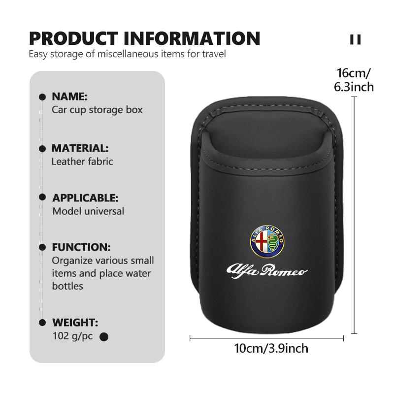 Car Stickers For Alfa Romeo For Alfa Romeo Leather Car Door Water Cup Holder Back Seat Drink Rack Leather Storage Box Accessorie