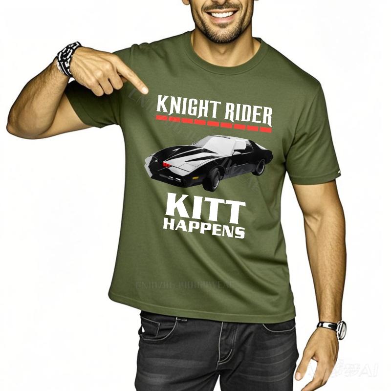 Mens Tshirt Graphic New Teeshirts Knight Rider Kitt Happens ONeck Short Sleeve Shirt Fashion Short Sleeve Oversized Tshirt