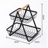 2 Tier Wire Fruit Basket Rectangle Metal Standing Basket Fruit Vegetable Garlic Caddy Freestanding Rustic Decorative Organizer