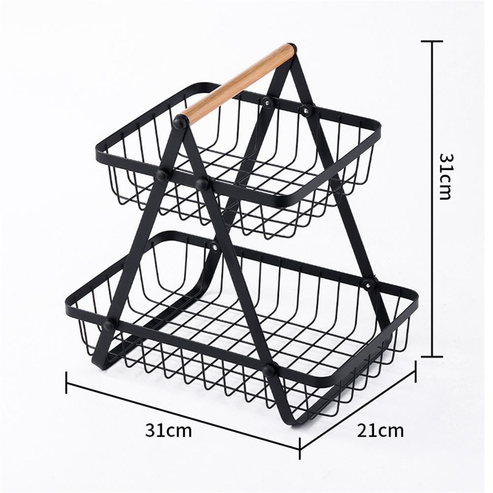 2 Tier Wire Fruit Basket Rectangle Metal Standing Basket Fruit Vegetable Garlic Caddy Freestanding Rustic Decorative Organizer
