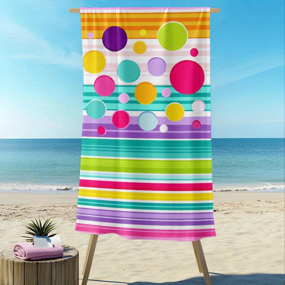 Stripes Polka Dots Vibrant Quick Dry Towel, Soft for Mother's Day Beach Travel Swimming Camping