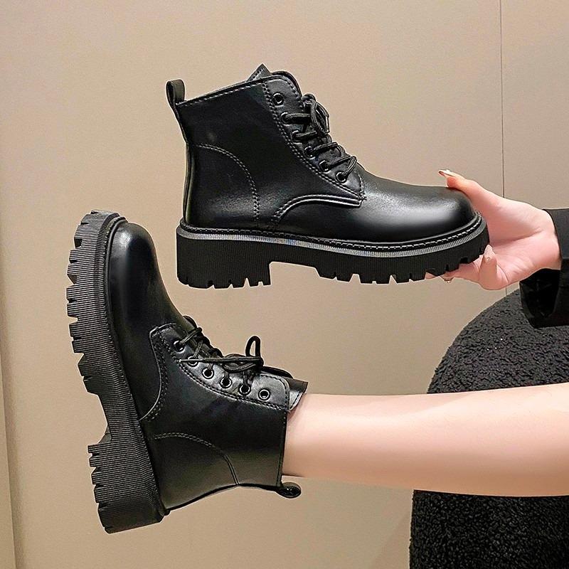 Fashion Women's Shoes 2024 Brand Ankle Women's Boots Classics Modern Boots Women Round Toe Front Lace-up Low Heel Plus Size Ladies Shoes