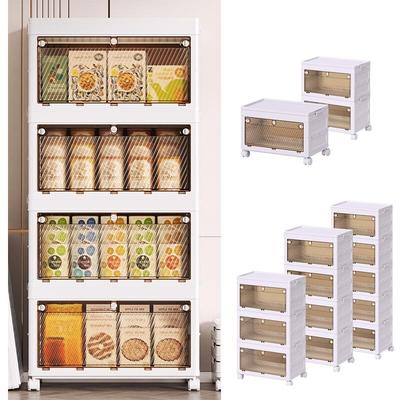 Collapsible Storage Cabinet Box Organizers Containers with Wheels 1/2/3/4/5 Tier