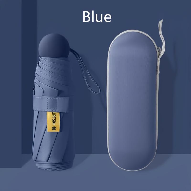 

Компактный мини-зонт с 6 ребрами и защитным чехлом Ветрозащитный, солнцезащитный Для путешествий, походов и повседневного использования, Легкий для переноски Для отпускных путешествий Зонт темно-синий