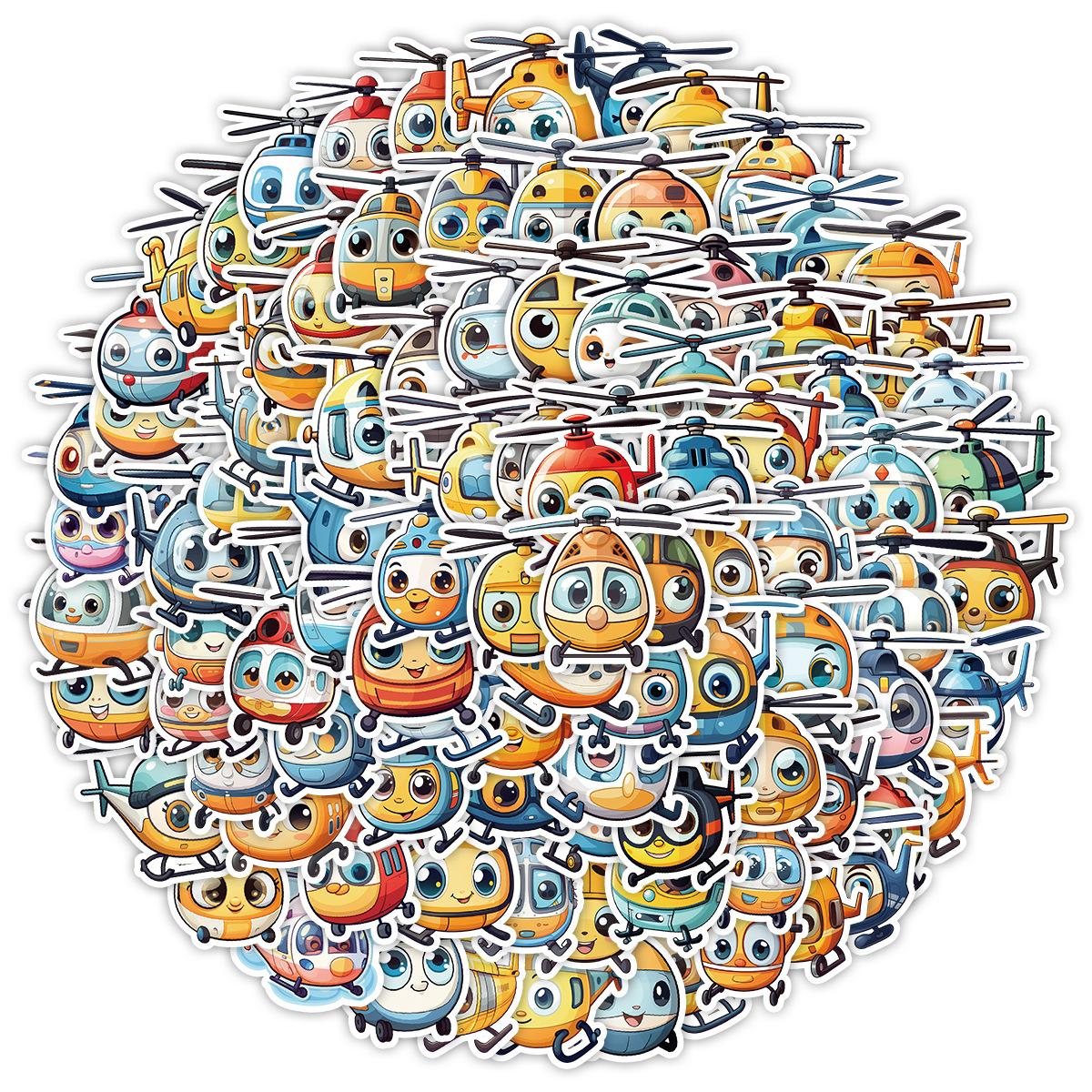 

100 Cute Helicopter Series Graffiti Stickers, Creative Cartoon Stickers, Water Cup Stickers, and Waterproof Phone Stickers