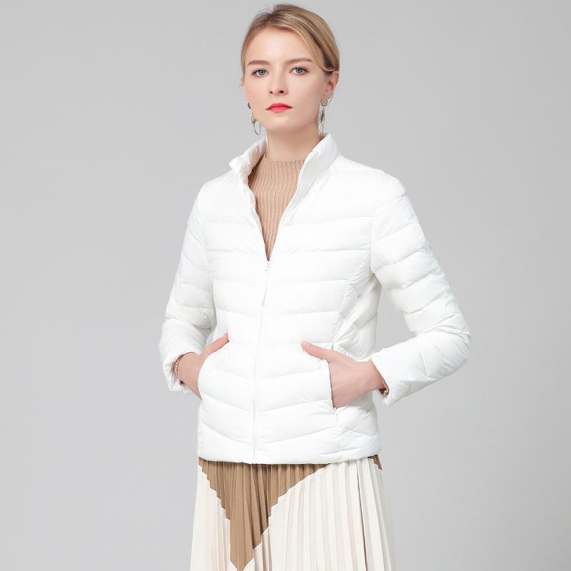 Down Jacket Women's Short New Trendy Fashion Versatile Light and Thin Duck Down Stand-up Collar Slim Jacket