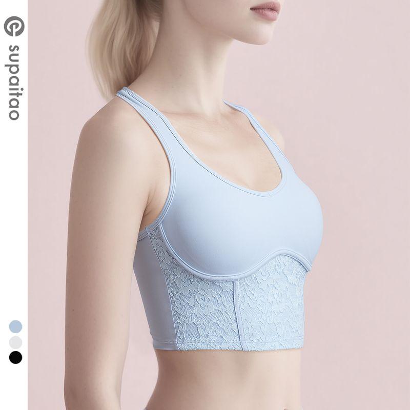 

Распродажа Не подлежит обмену Не подлежит возврату] Красивая спина Жилет для йоги Пузырчатая пленка Пуш-ап Спортивный бюстгальтер Кружево Быстросохнущая Одежда для тренировок Топы M Water wave blue