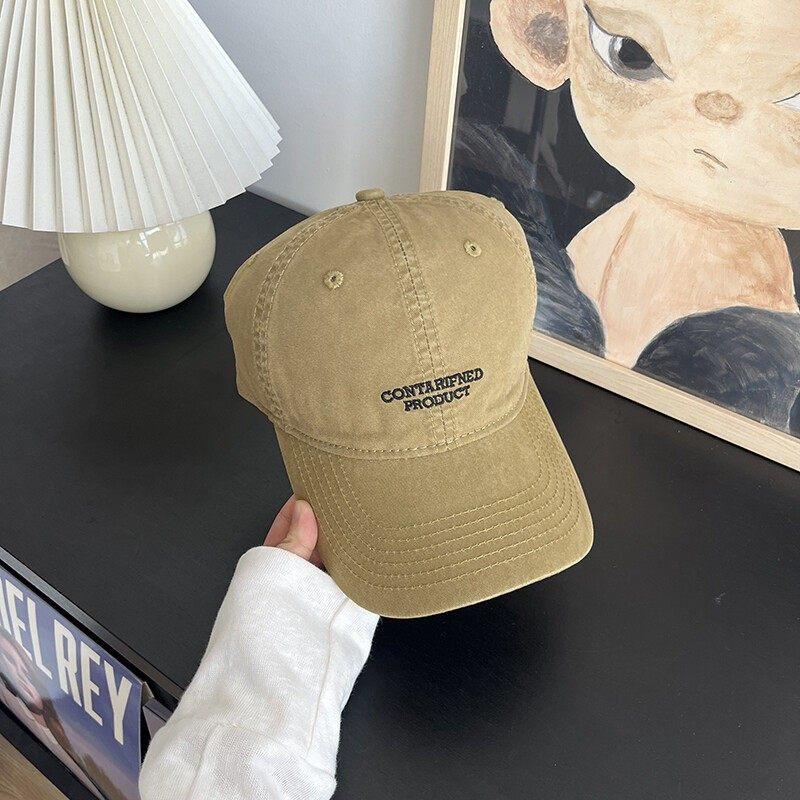 Retro Washed Letter Embroidered Baseball Cap Unisex Face Cap Trendy Brand Versatile Sun Hat