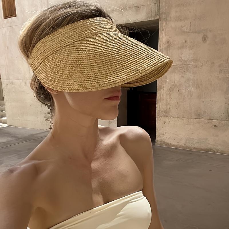 New spring sun hat for women's outdoor travel sun hat with large eaves and foldable roof beach straw hat