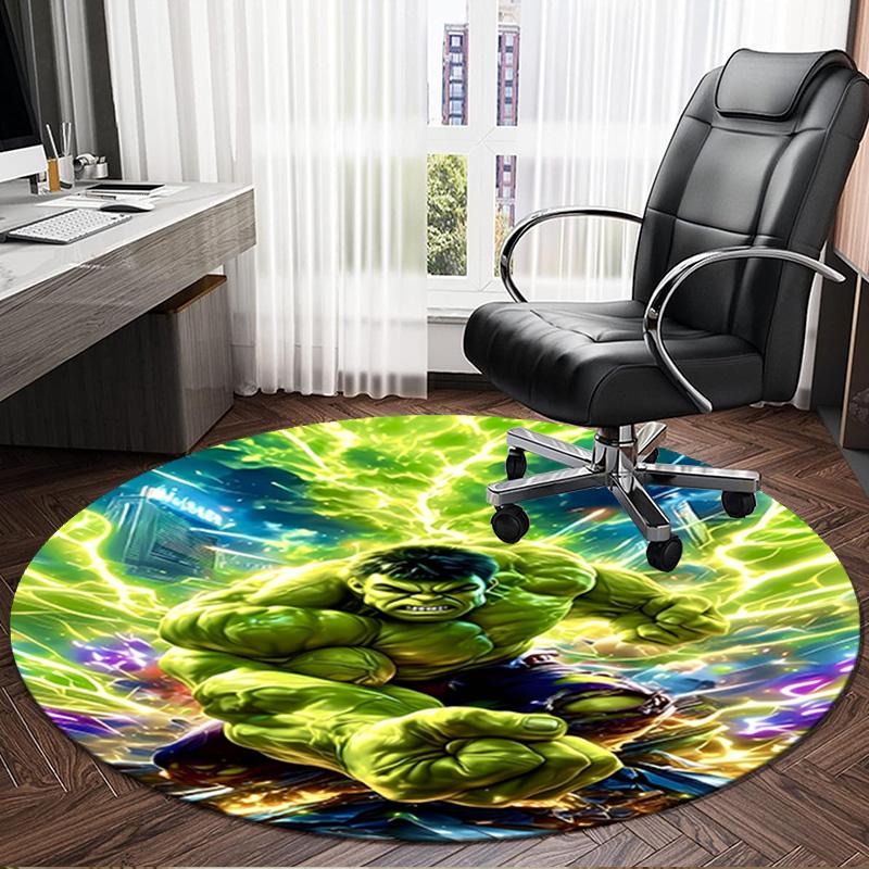 1PC Superhero Power Burst Round Rug, Non-slip Chair Mat, Home Decor, Circle Carpet Perfect for Office, Bedroom, Living Room,Christmas gift
