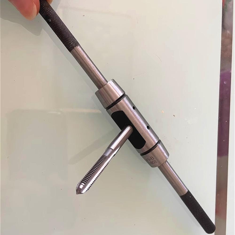 Adjustable Tap Wrench Hardened Steel T Handle Ratchet Tapping Tool for Threading