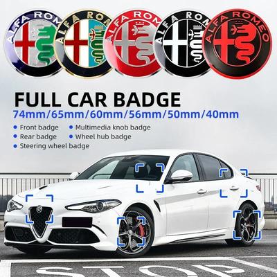 40mm 50mm 56mm 60mm 65mm 74mm Car Front Hood Emblem Logo Rear Trunk Badge Wheel Hub Sticker for Alfa Romeo 147 Giulietta Stelvio