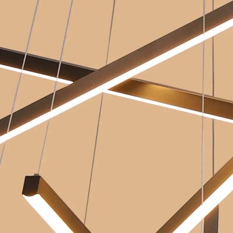 Black Stair Chandelier Modern LED Ceiling Lamp Long Line Interior Fixture for Living Room Duplex Hanging Lamp