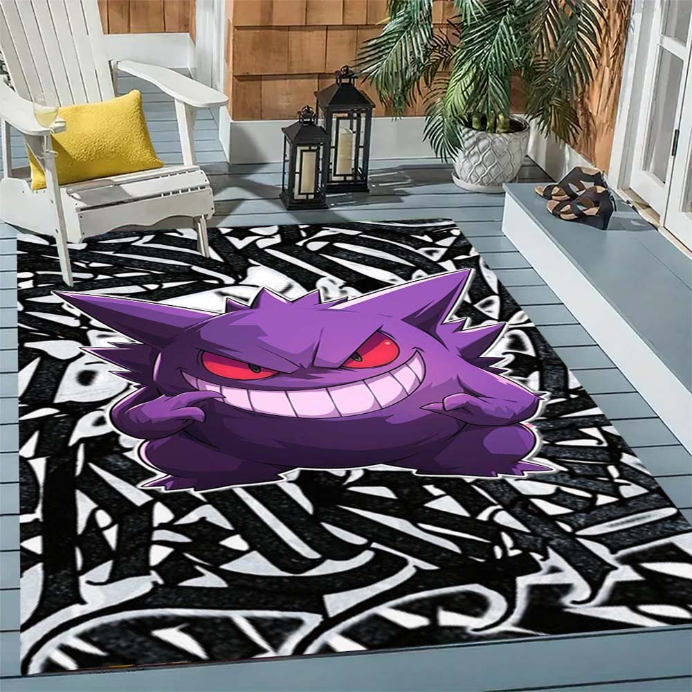 Gengar Printed Area Rug Cartoon Ghost Pattern Non-Slip Floor Mat Soft Carpet for Bedroom Living Room Decor