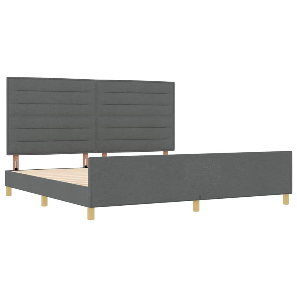 Bed Frame with Headboard Dark Gray 200 x 200 cm Fabric