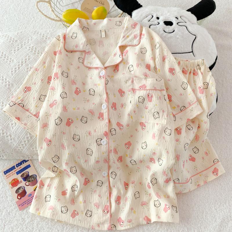 2025 Women's Summer Cloud Cotton Short Sleeve Pajama Set - Casual & Sweet